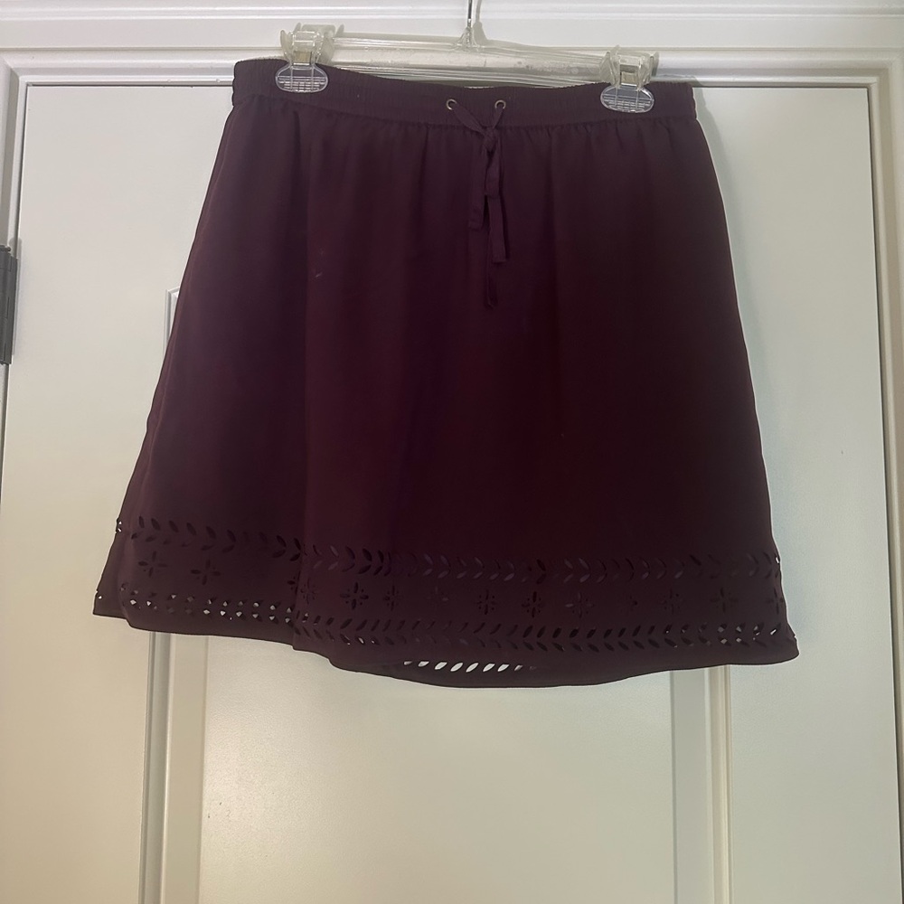 J. Crew Red Skater Mini Skirt with Smocked Cutout Details